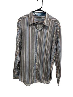Johnston & Murphy XL Mens Striped Cotton Long Sleeve Button Down Shirt Old Money